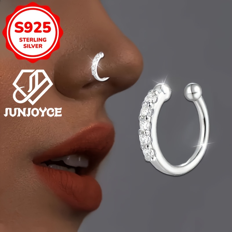 S925 Silver C-Shaped Ear Clips with Zirconia